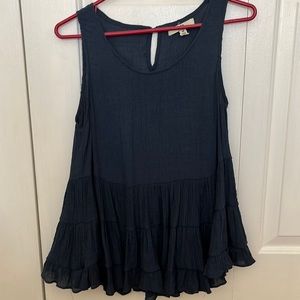 Navy tiered peplum tank